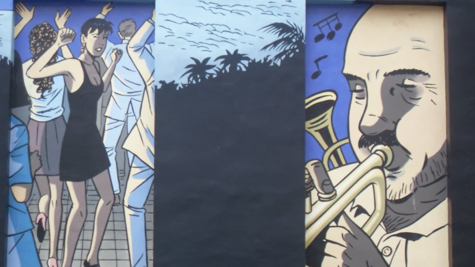 Comic wall Caroline Baldwin. André Taymans and Bruno Wesel. Brussels. File photograph.
